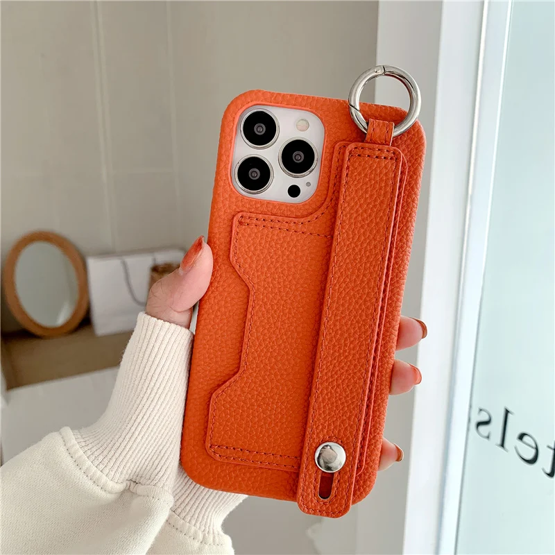 Luxury Leather Wallet Phone Case with Card Holder & Wrist Strap - Premium Protective Cover