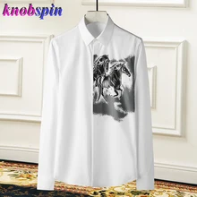 Бренд Ele, мужская, ts, популярная, мужская рубашка с длинным рукавом, тонкая, двойная, с принтом лошади, Chemise homme, высокое качество, деловая Мужская одежда, рубашки 4XL