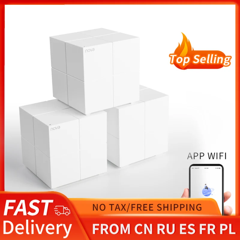 Tenda MW6 Nova Whole Home Mesh Wireless WiFi System with 11AC 2.4G/5.0GHz WiFi Wireless Router and Repeater, APP Remote Manage