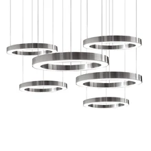 Кольцевой дизайн светодиодный люстра современная лампа из нержавеющей стали хромированные люстры Гостиная, светильники и проектные светильники