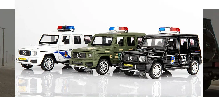 1/32 полиция G63 литая под давлением модель автомобиля из металлического сплава Высокая симуляция машины огни Игрушки транспортные средства для детей Подарки для детей