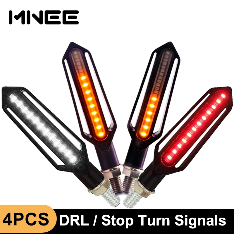 

4PCS 24LED Turn Signals Tail Light Motorcycle LED Flowing Water Flashing Blinker Brake/Running Light DRL Flasher Tail Lamp