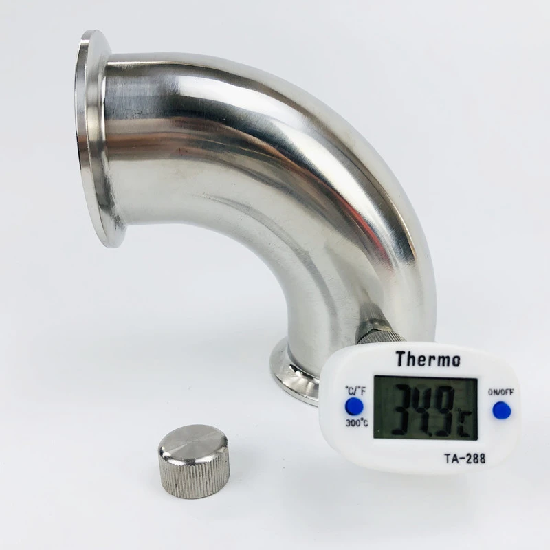 Free Shipping 2"(51mm)od64mm 90 Degree Pipe Bend With Thermowell Nipple
