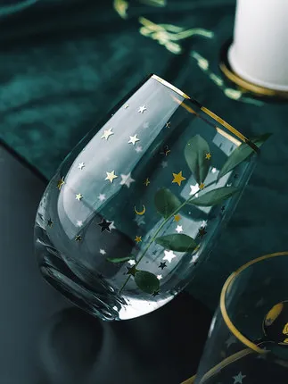 INS550ml стеклянная чашка молочная чашка Золотая живопись ремесло холодный напиток чашка необычная кружка для муссов и десертов чашка, кофейная чашка уникальный подарок Подарочная ложка