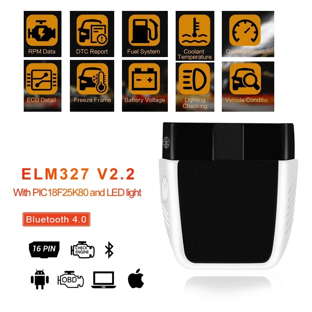 ##BUY OBD2 Scanner Bluetooth 4.0 OBDII Code Reader ELM327 Adapter Auto Diagnostic Tool for Vehicle Conditions Checking for iOS Android