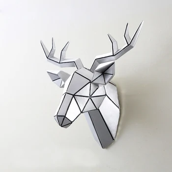 

3D Modern Deer Head Sculpture Murals Home Wall Hanging Elk Statue Handmade Ornament Artwork Craft Small Size Deer Head Sculpture