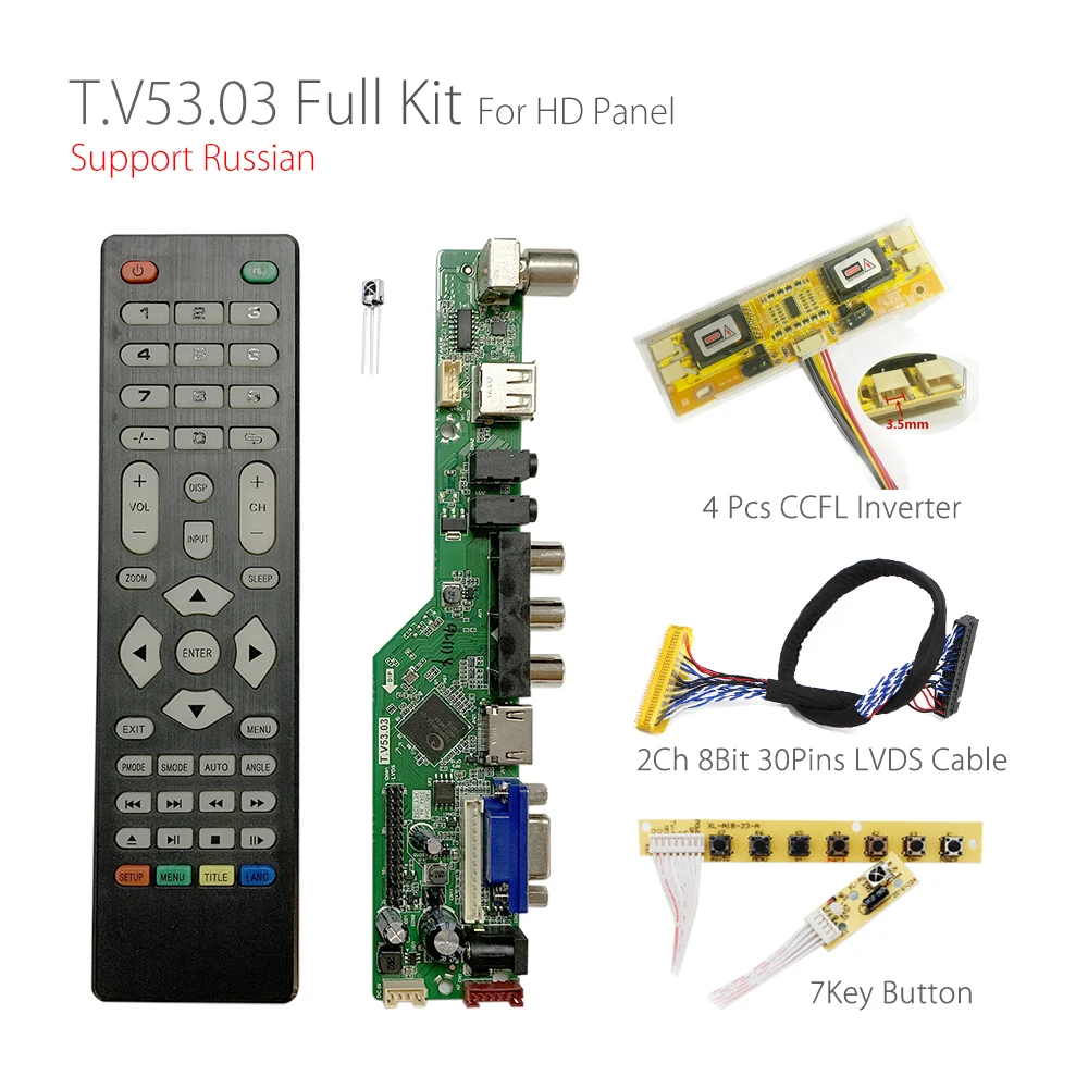 T.V53.03 Universal LCD LED TV Controller DRIVER BOARDทีวี/PC/VGA/HDMI