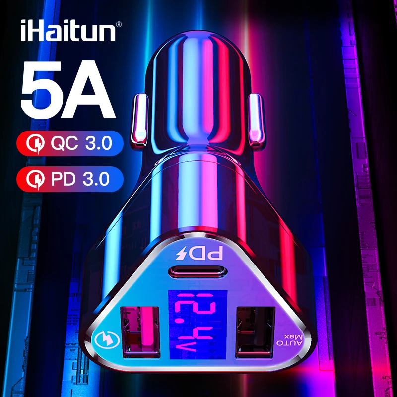 

iHaitun 36W Car Charger PD USB 3.1 Phone Quick Charge QC 3.0 3-port Fast Charger QC3.0 Type C For iPhone 11 Samsung Note 10 Plus