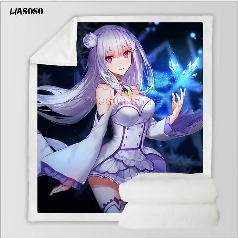 Диван, постельные принадлежности, аниме, Re: zero, сестры-близнецы, горничные рам и рем, Узорчатое, для взрослых, детей, набивное шерстяное одеяло, одеяло для путешествий, одеяло для автомобиля - Цвет: 5