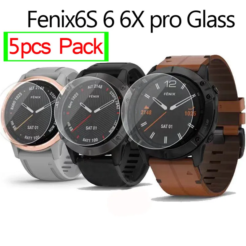 

5pcs pack Tempered Glass Clear HD Protective Film For Garmin Fenix 6 6s 6x Pro glass Screen Protector Protection