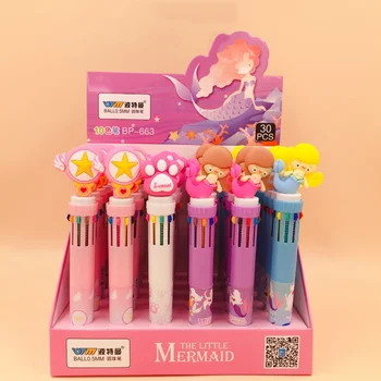 

3 Pcs/set Cartoon Anime Cat Paw Wing Star 10 Colors Press Ballpoint Pens Multi-function Colorful Stationery Ball Pens