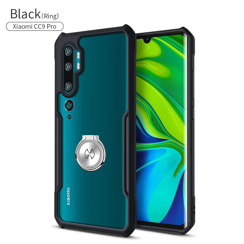 Black With Ring Xundd чехол для Mi Note 10 Чехол защита от ударов подушка безопасности бампер Защитная крышка мягкая задняя крышка кольцо чехол прозрачный для CC9 Pro - Цвет: Black With Ring