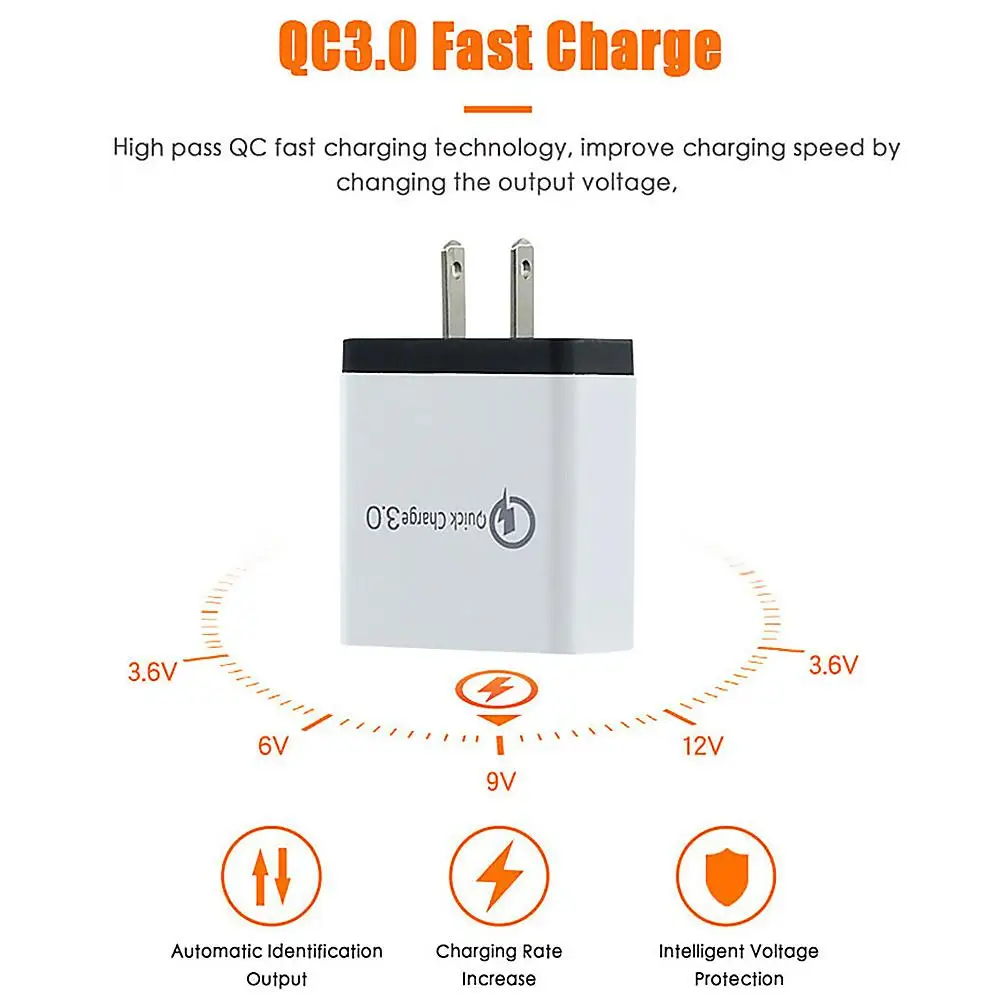 Универсальное зарядное устройство с 4 портами USB QC 3 0 usb хаб настенное А цветное