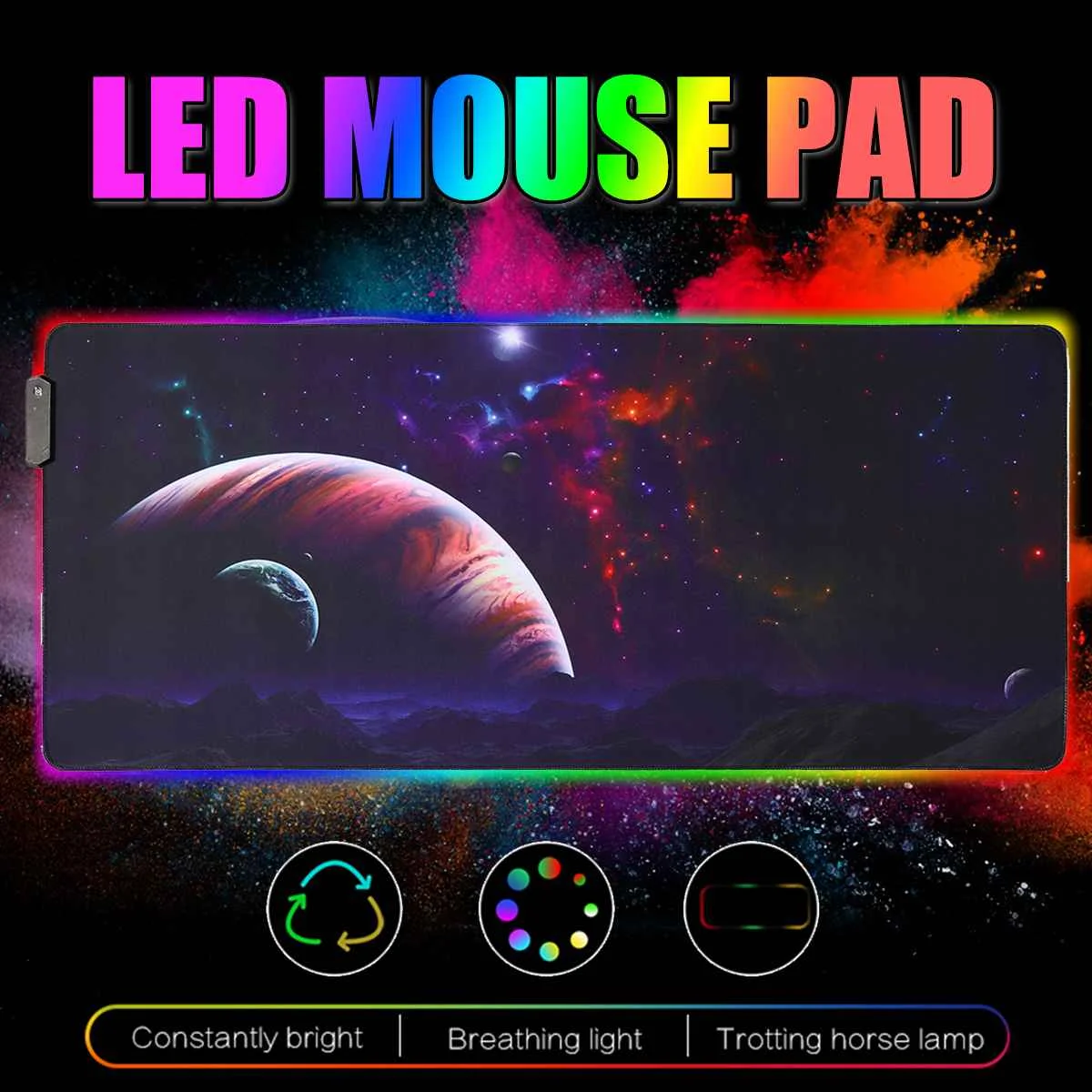 RGB светодиодный игровой коврик для мыши большой геймерский коврик для мыши светодиодный usb-клавиатура компьютерный Настольный коврик для мышки игровые аксессуары