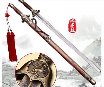 

Use practice WuShu Sword flexible rapier Steel Blade CN. Tai Chi sword no edge Wood Sheath