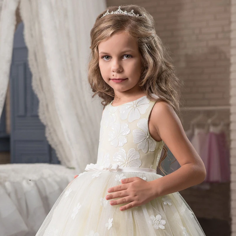 baby dresses cheap New Princess Girls Dress 2022 Summer Lace Bridesmaid Party Dress Flower Costume Kids Dresses For Girls Wedding Dress Vestido baby girl skirt