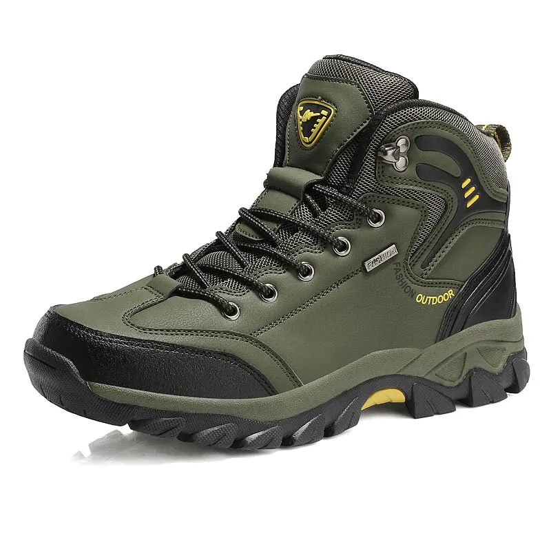 

Waterproof Leather Lace-up Boots High Quality Non-slip Hunting Climbing Sports Shoes Outdoor High Top Walking Mountain Shoes