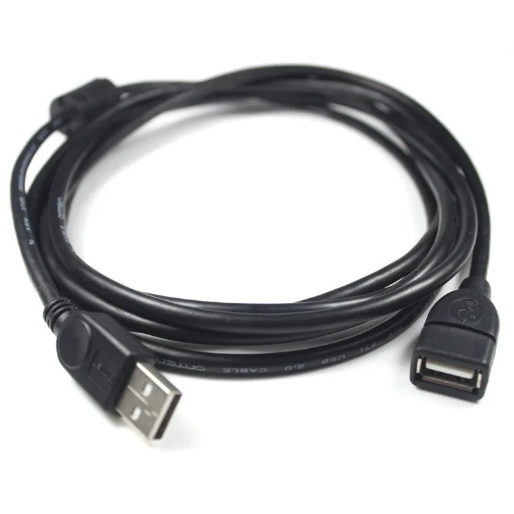 Высокоскоростной USB кабель-удлинитель 2,0 USB кабель-удлинитель 1,5 м с магнитным кольцом A-F экранированный черный провод медный сердечник