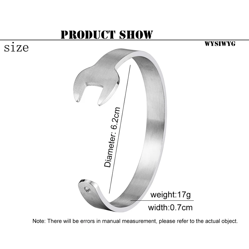 Trend Punk Biker Wrench Tools Bangles Vintage Stainless Steel Wrench Mechanic Spanner Bracelet Men Wristband Cuff Bracelets 2021 6