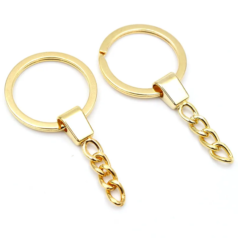 Lot de 10 porte-clés rond fendu de 50mm de Long, en Rhodium, Bronze et or, taille 30mm, vente en gros