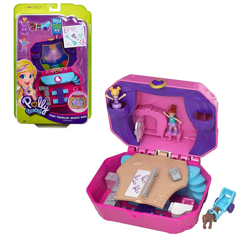 Оригинальная Polly Pocket World мини кукла с сокровищами дом девочка принцесса аксессуары музыкальные куклы коробка музыкальная шкатулка детские игрушки Juguetes - Цвет: GCJ88