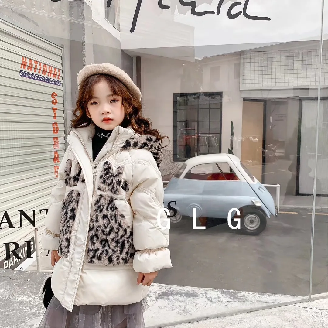 

Children's clothes 2019 Winter New Children's Down Jacket Women's Leopard Down Jacket Children's Cotton coat