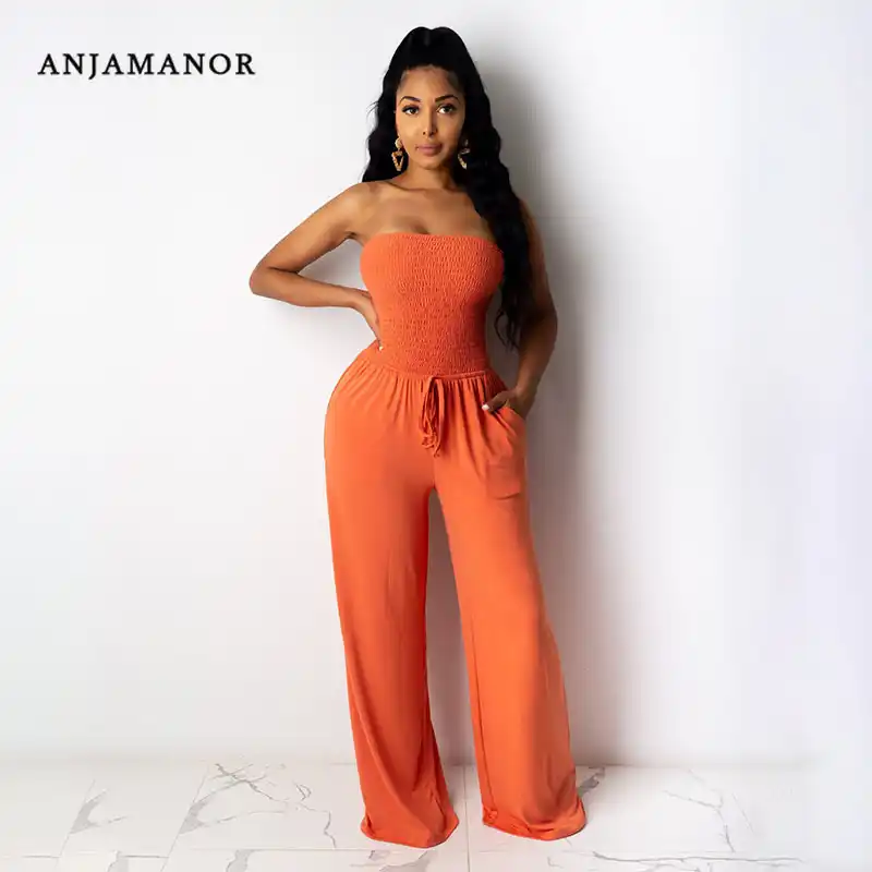 Smocked tube jumpsuit Clearance