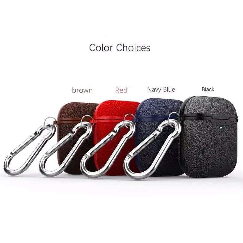 Чехол для Airpods 2 с кожаным узором Личи, мягкий ТПУ, Bluetooth, беспроводные наушники, защитный чехол для Airpods, зарядная коробка