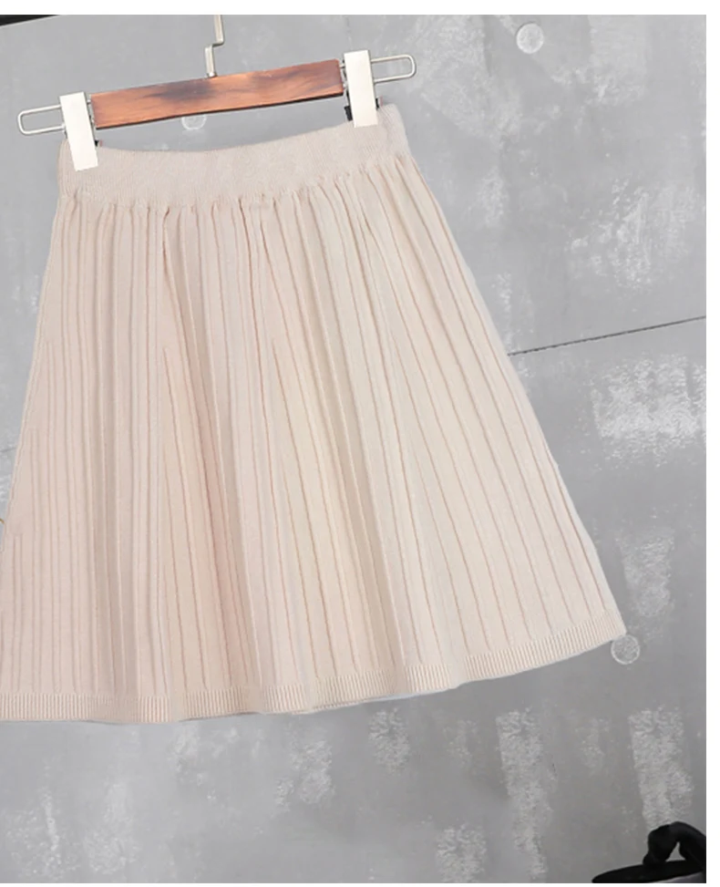 Элегантная трикотажная плиссированная Женская юбка Весна Осень Корейская Повседневная трапециевидная юбка с высокой талией Высококачественная длинная юбка черная Saia