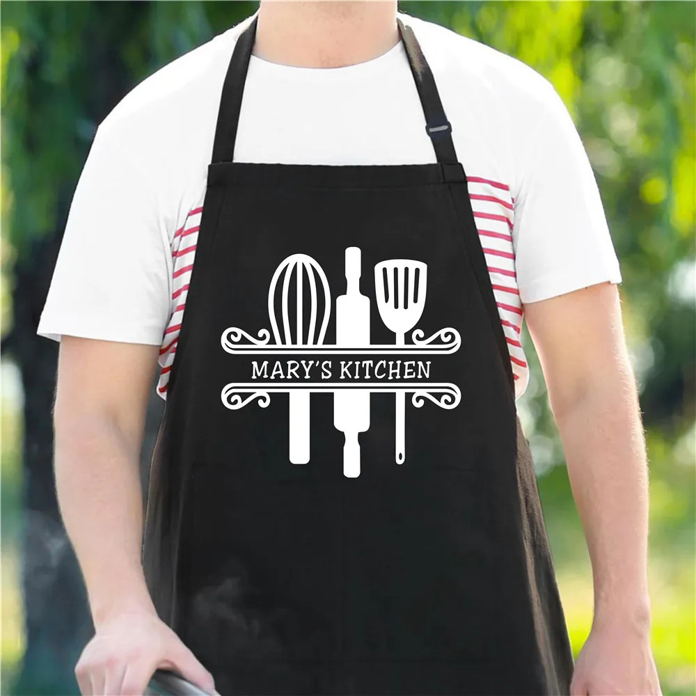 Personalized Cooking Apron, Funny Dad Gift For Grill Chef Man, Name 70x80cm Man Home Kitchen Apron, Unique Gifts