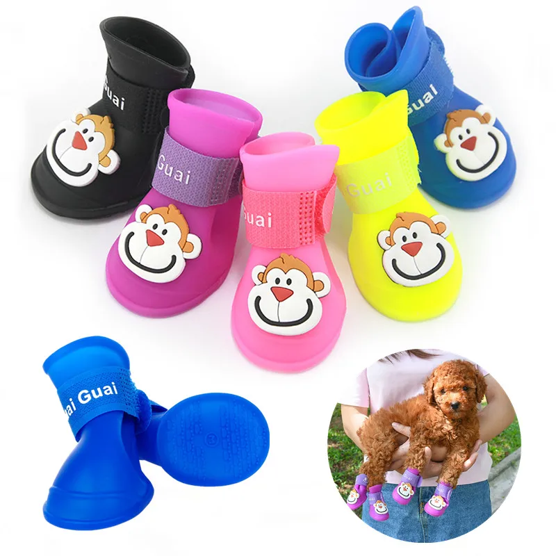 

4pcs Pet Dog Boots Waterproof Dog Shoes Silicone Pet Rain Sonw Anti-slip Shoes for Small Dog Puppies Footwear pet accessories