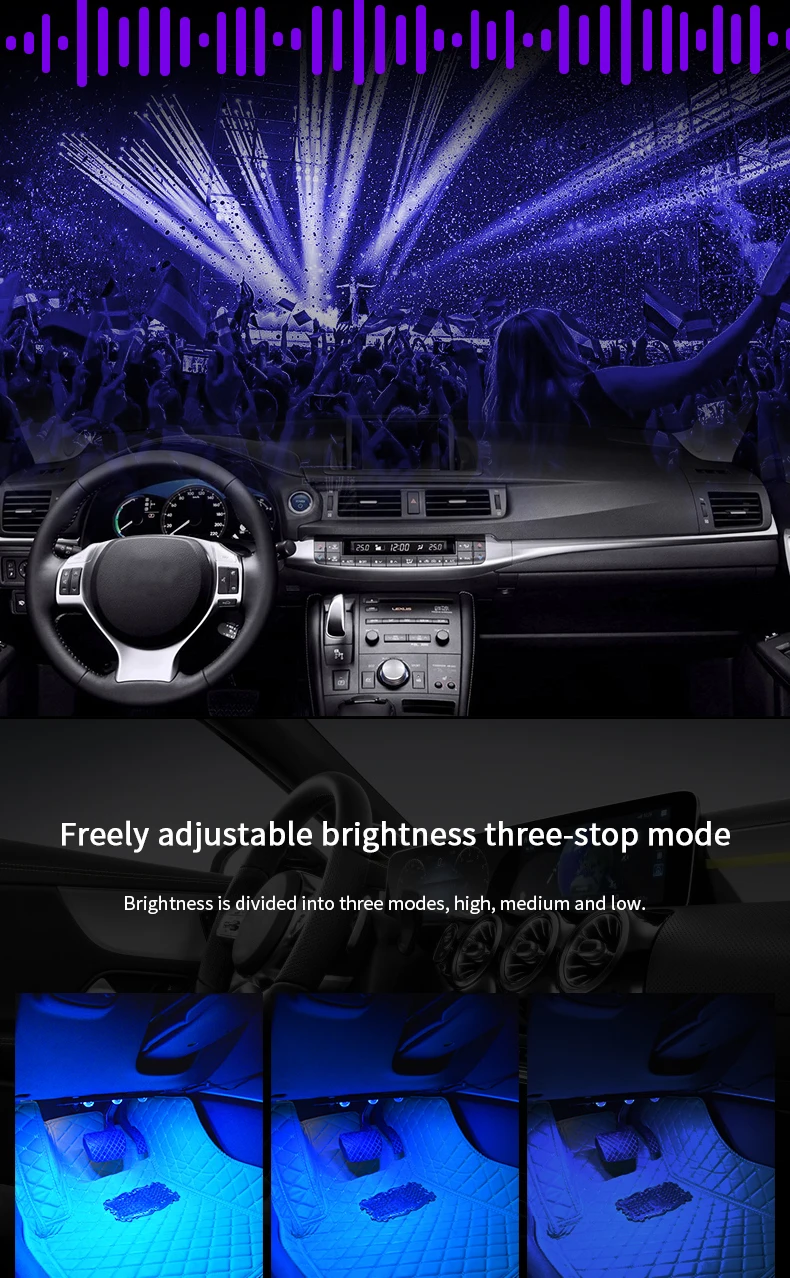 Светодиодный светильник RGB для салона автомобиля, Звездный напольный светильник s USB, автомобильные декоративные лампы для стайлинга, вечерние, музыкальные, автомобильные лампы