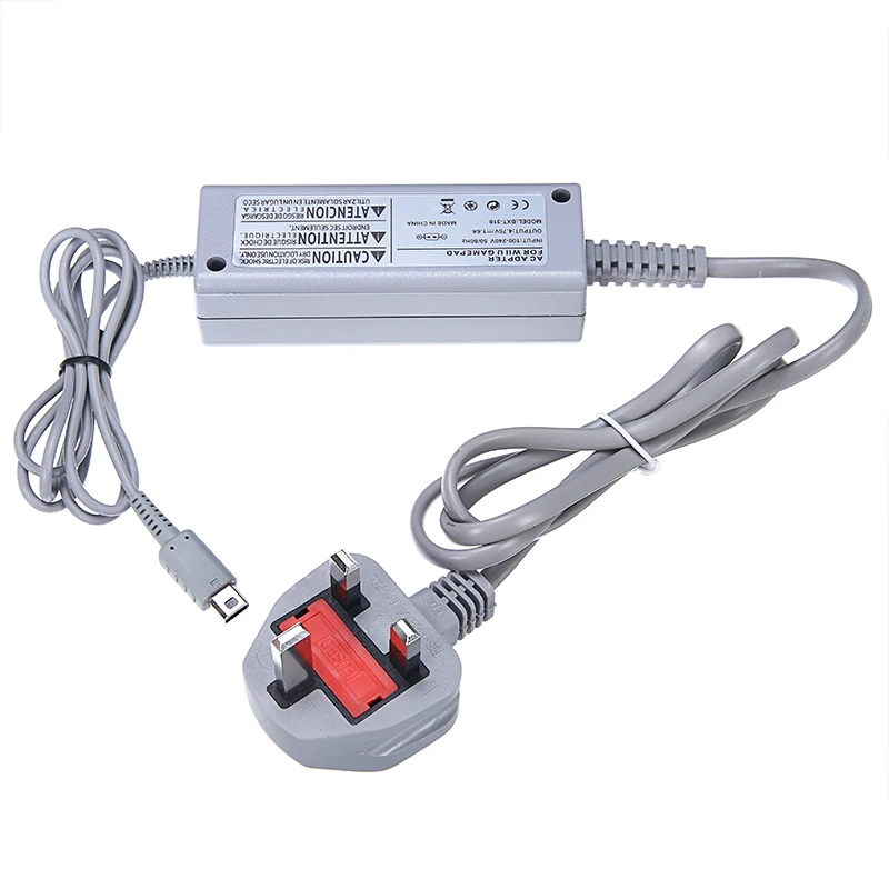 

UK Plug Power Adapter Charger With Charging Cable ABS AC Charger Replacement Supply for Wii U Console System