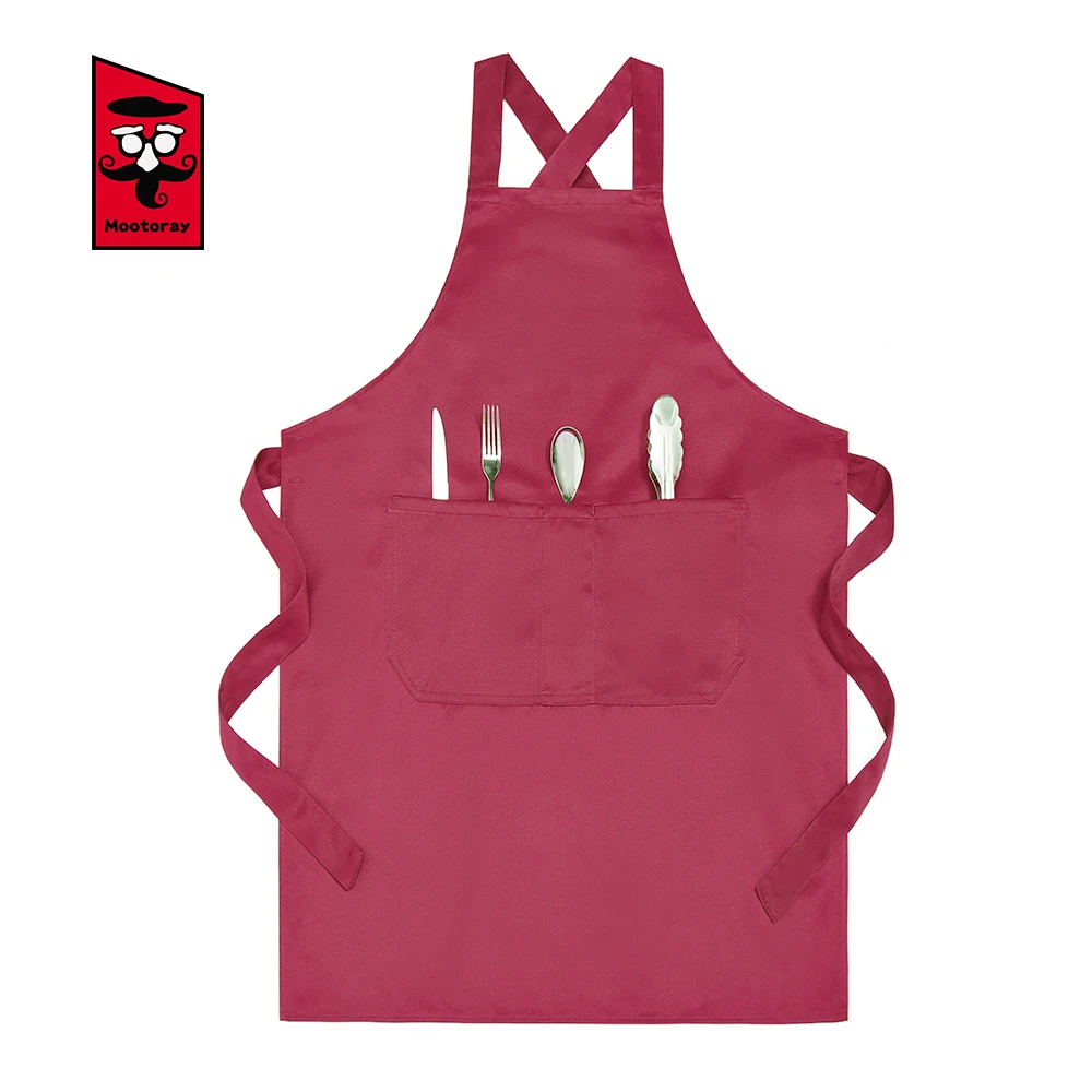 

Solid Color Back Cross Strap Apron Unisex Anti-fouling Storage Apron Cafe Bakery Barber Shop Restaurant Chef Waiter Overalls