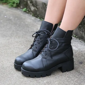 

Clearance Original Handmade Autumn and Winter Martin Boots Genuine Leather Women's Short Boots Thick Bottom Strap Handsome Ankle Boots