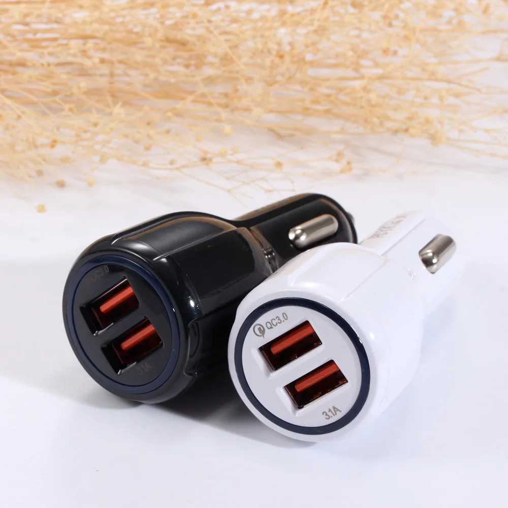 Быстрая зарядка 2USB салона автомобиля Зарядное устройство QC3.0 быстрой зарядки 5V 3.1A Зажигалка для сигарет розетка машинный Зарядное устройство адаптер для iPhone, Android