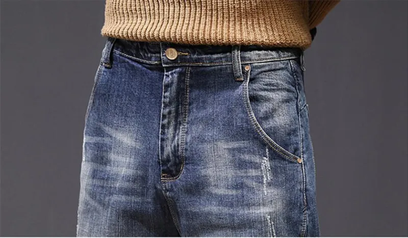 Джинсы мужские 2019 Осенние Новые мужские джинсы мужские прямые свободные брюки из Харлана синие джинсовые брюки больше размеров 28-40 42