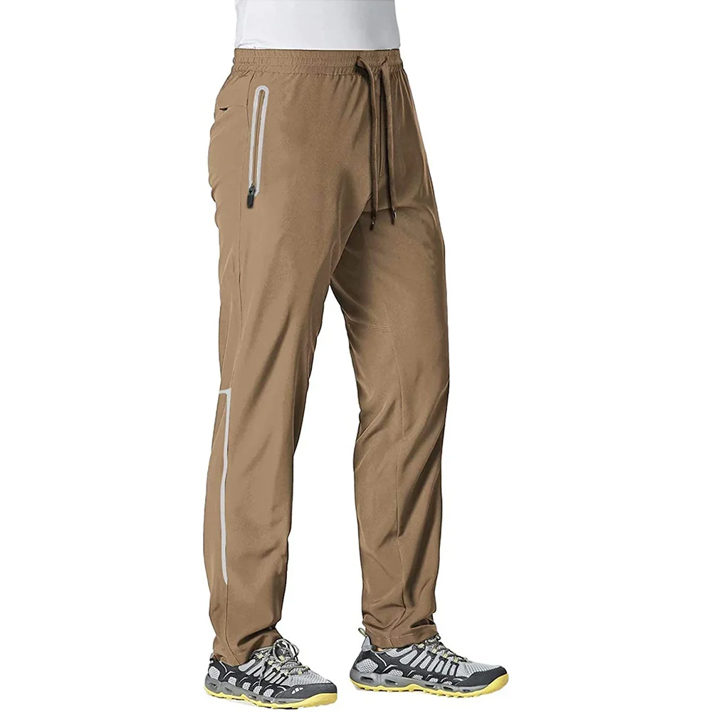 MAGCOMSEN Summer Quick Dry Sweatpants Men's Joggers Pants Reflective Stripe Zip Pocket Tracksuit Trousers Fitness Training Pants 12