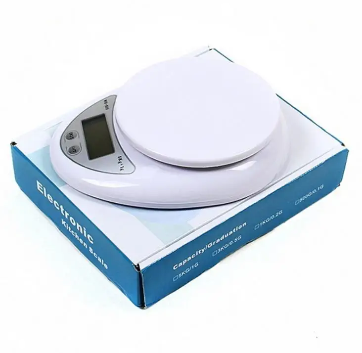 

Оптовая продажа 50 шт./лот 5 кг цифровые светодиодные электронные кухонные весы для еды диетические Почтовые весы электронные весы SN3729