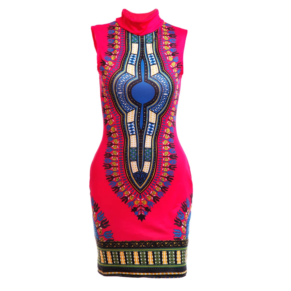 African Dresses for Women Sleeveless Sexy Tight-fitting Fashion High Stretch Printing Slim Fit Hip Bazin Dashiki Clothing african dress style