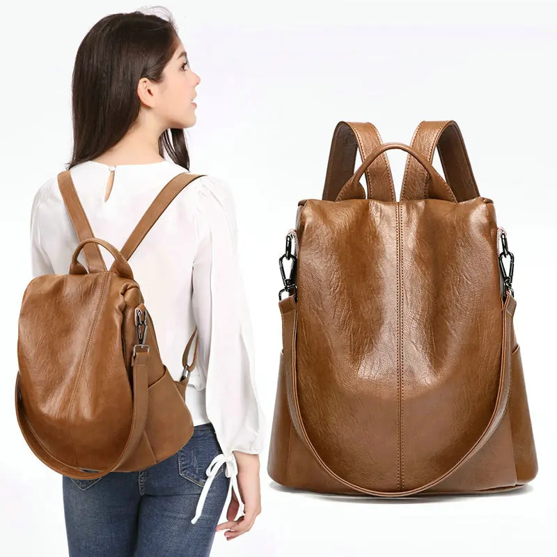 

QIAOBAO Women Backpack Cowhide Genuine Leather Female Knapsack Elegant Fashion Women's Shoulder Bags