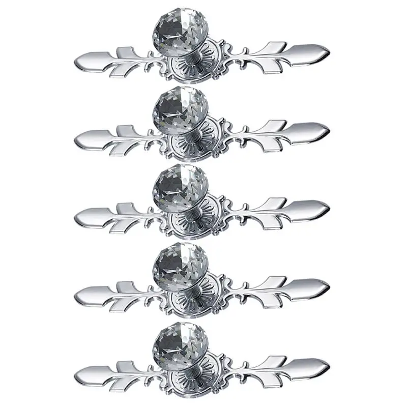 5pcs Crystal Cabinet Knobs Dresser Drawer Pulls Diamond Glass