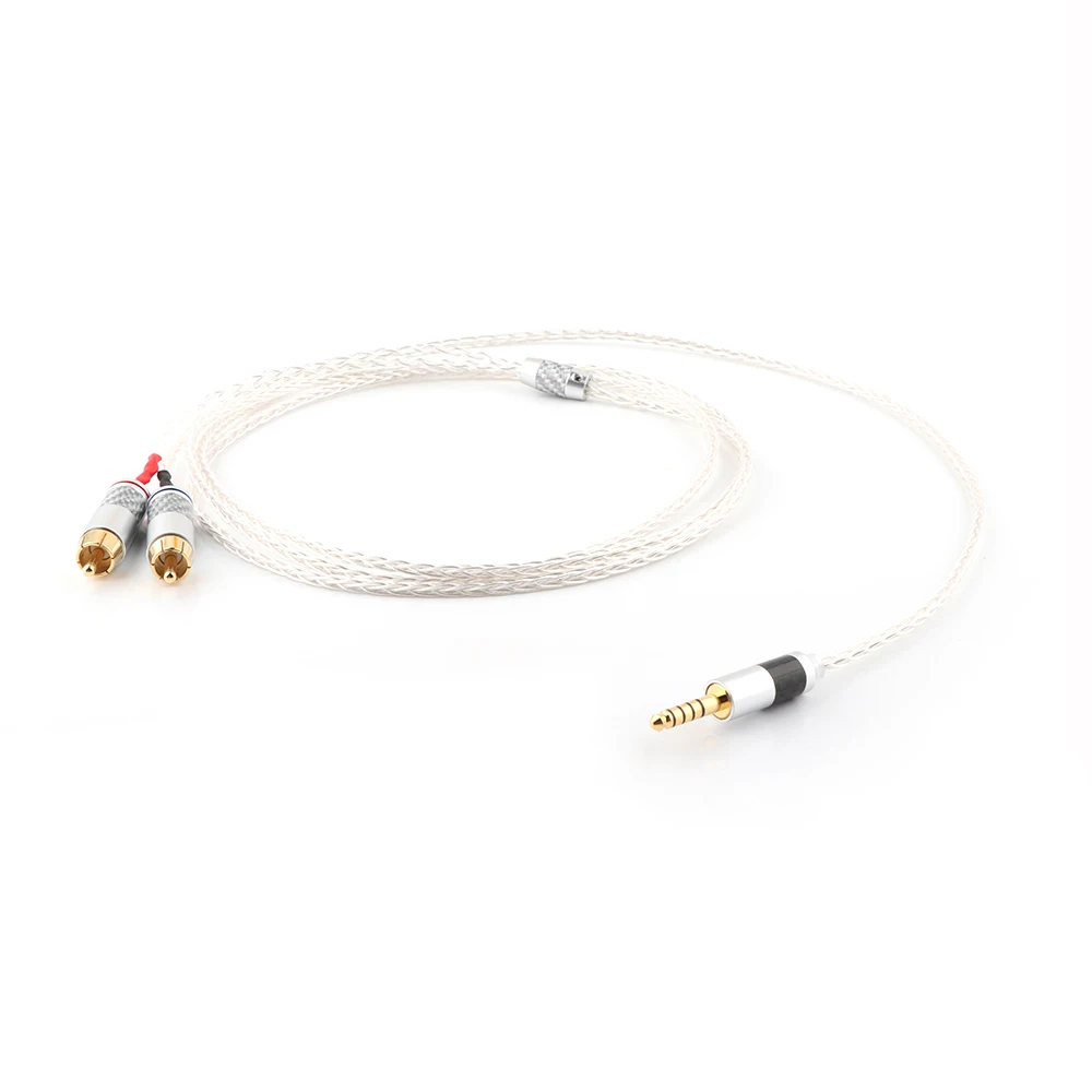 1 шт. hifi аудио OCC посеребренный AUX кабель 4 мм штекер на 2 RCA позолоченный разъем шнур