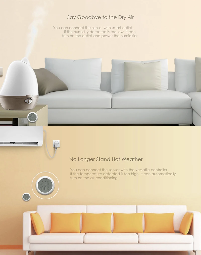 ЖК-экран работает с Amazon Google Home Assistant IFTTT Tuya беспроводной WiFi сирена датчик температуры и влажности