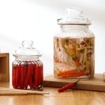 

1350ML Glass Container Kimchi Altar Moisture Sealed Cans Grain Cereals Storage Tank Christmas Candy Jar With Lid