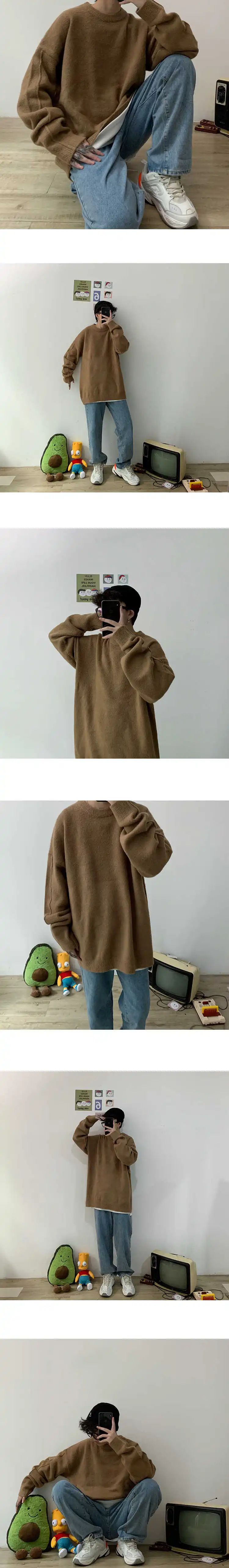 Мужской свитер осень и зима ретро повседневный свободный свитер Молодежный индивидуальный модный тренд мужская одежда