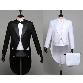 

Tuxedo Dress XS-XL Men Classic Black Shiny Lapel Tail Coat Tuxedo Wedding Groom Stage Singer 2-Piece Suits Dress Coat Tails