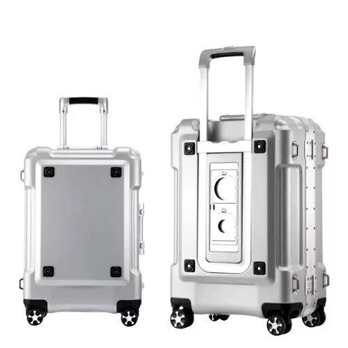 Silver KLQDZMS 2" 24" 29 дюймов с алюминиевой рамой прокатки багажные крутящееся колесо для мужчин и женщин ручной клади Дорожный чемодан-тележка Сумка - Цвет: Silver
