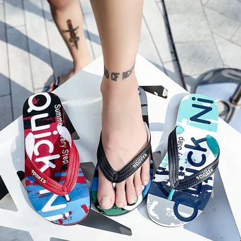 

2020 Summer Graffiti Fashion Flip Flops men's Slippers Sandal Beach Sandals Plus Size Shoes Man Shoes Flats Sandals Casual shoes
