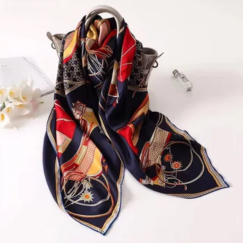 

real silk scarf luxury European royal carriage scarf print fashion brand arab muslim hijab scarves ladies magic headscarf zora